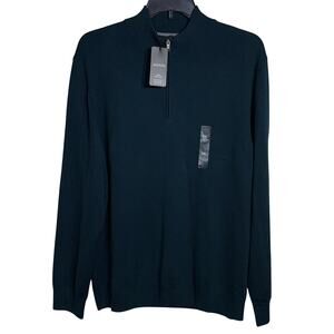 Alfani Men's Long-Sleeve Half-Zip Merino Sweater, Dark Salamander 2XL $85